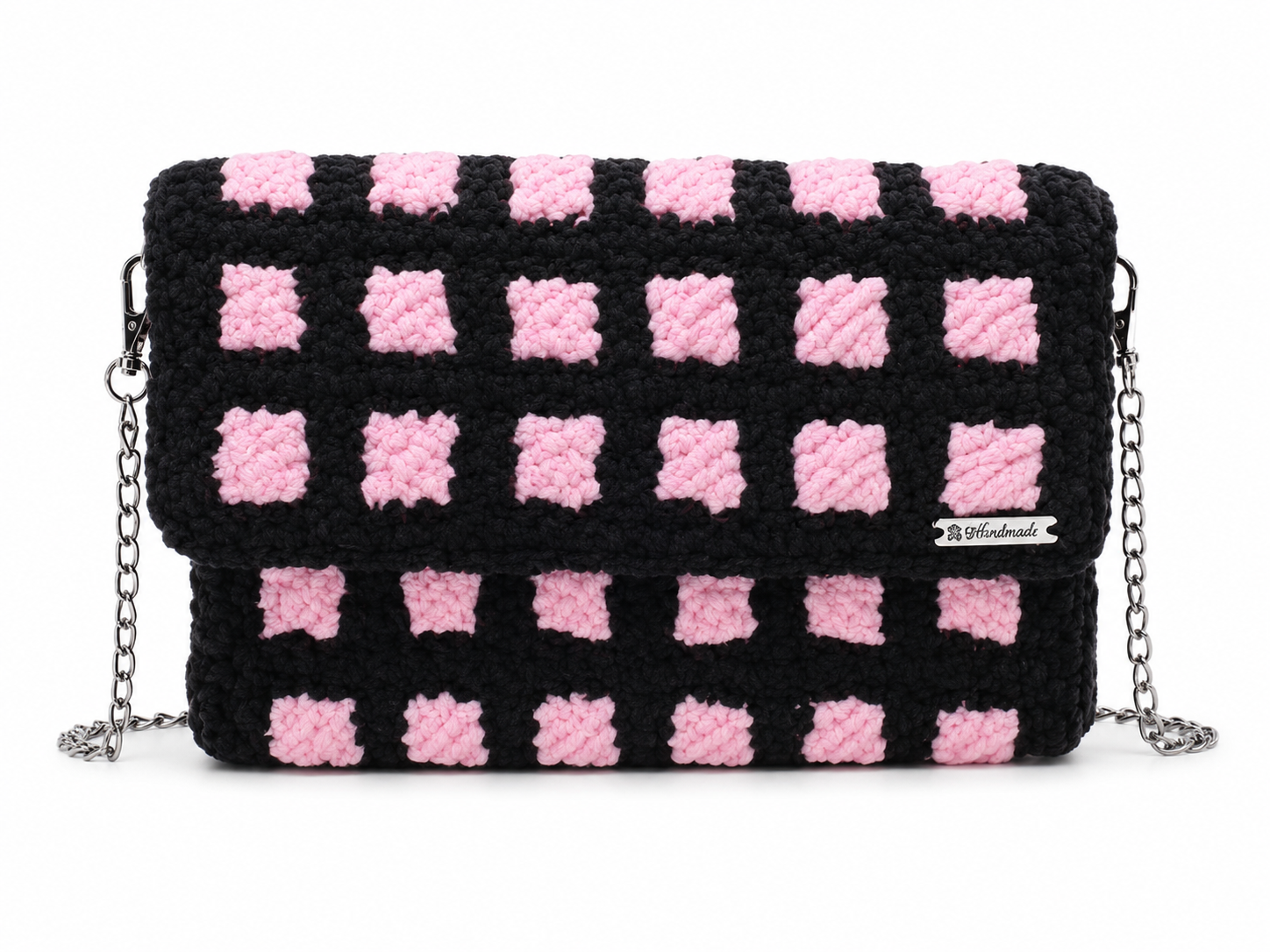 Blush Grid Handmade Clutch Bag