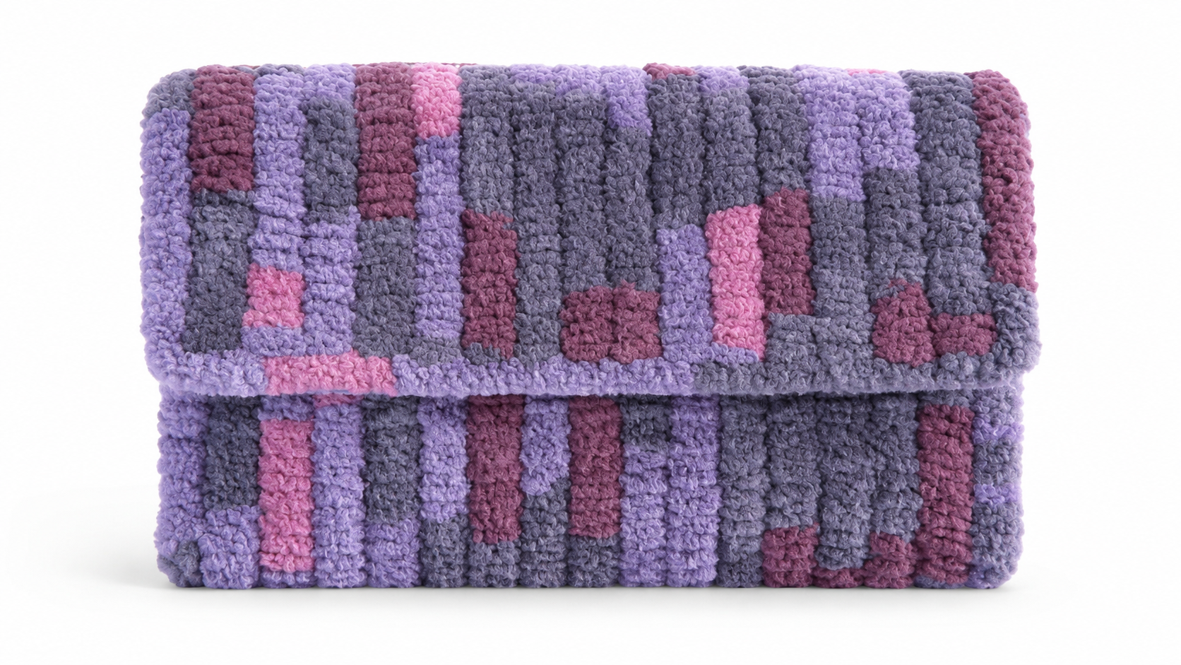 Plush Patchwork Statement Crossbody Clutch