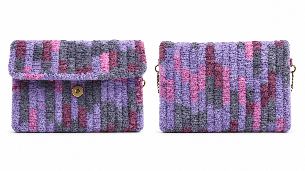 Plush Patchwork Statement Crossbody Clutch
